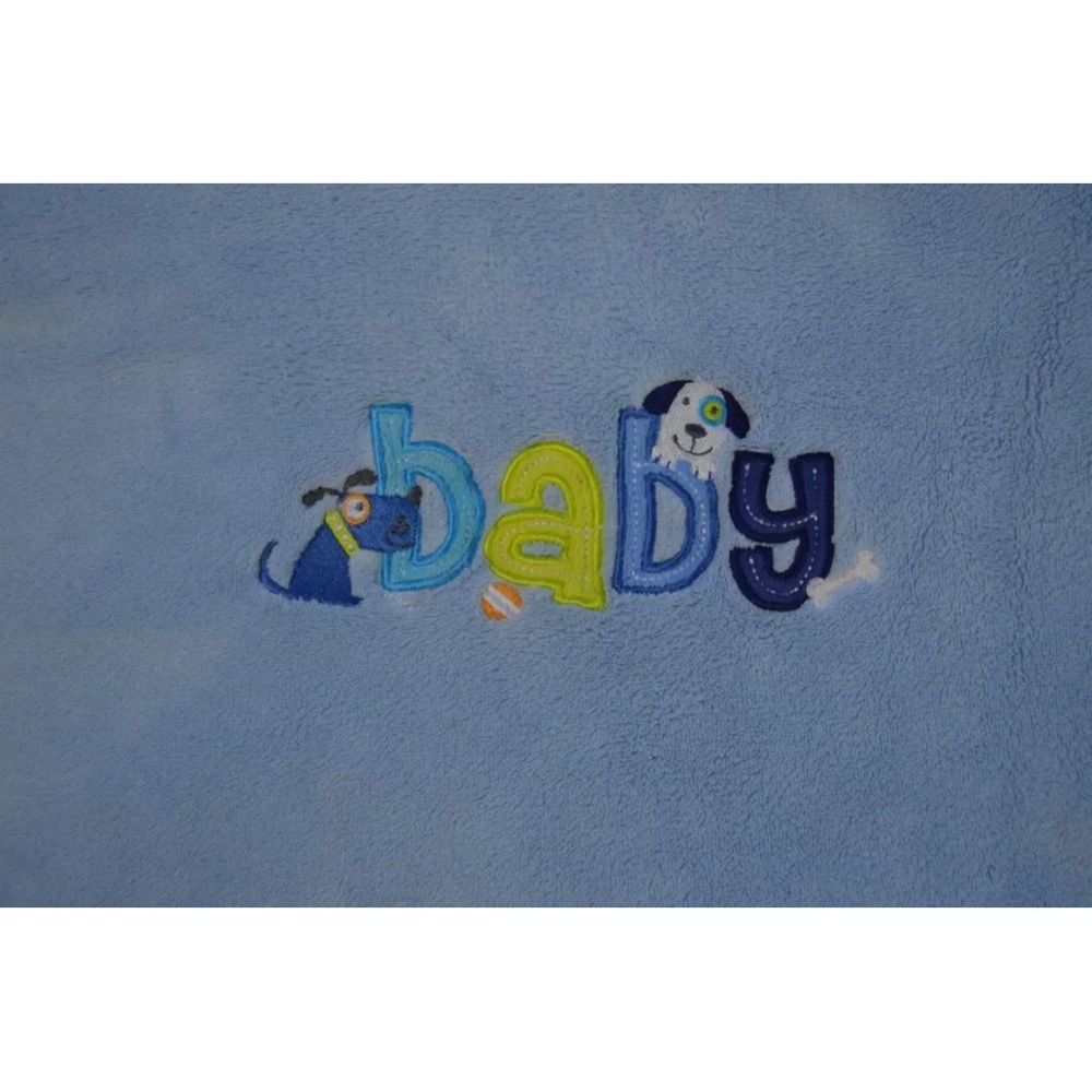 Just Born Blue Puppy Dog Baby Blanket Orange Ball Bone Security Lovey